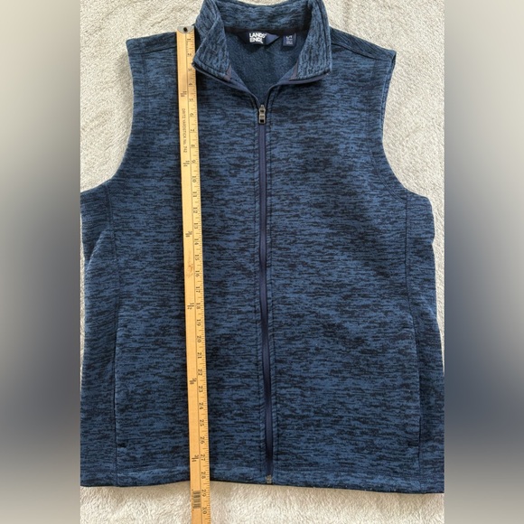 Lands' End Men's Zip Up Sweater Vest in Dark Blue - Picture 3 of 7